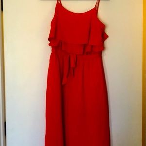 Red cropped jumpsuit with flowy top, S